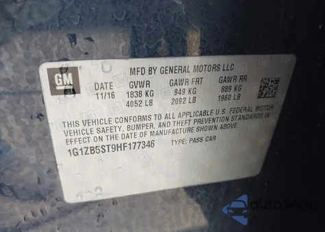 2017 Chevrolet Malibu Ls из США, поврежденный, VIN 1G1ZB5ST9HF177346